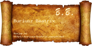 Buriusz Beatrix névjegykártya